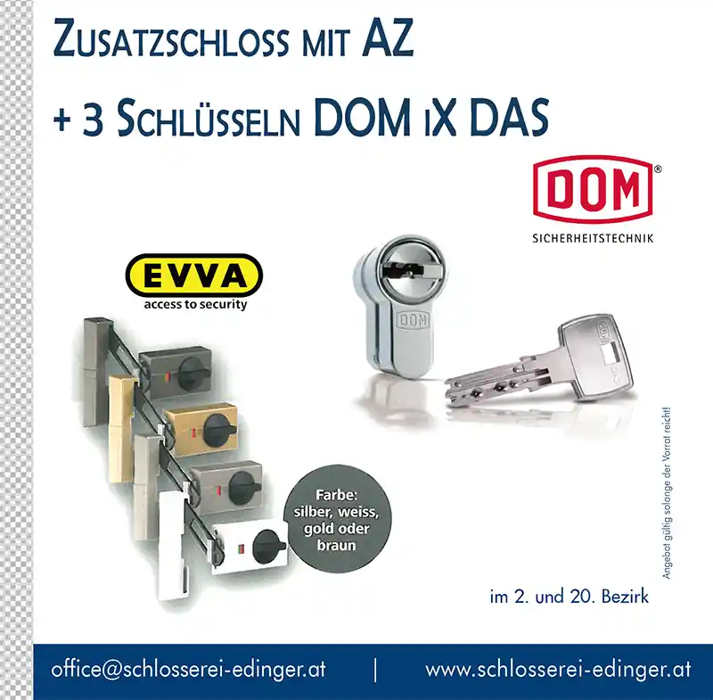 Zusatzschloss DOMixDAS plus 3 Schlüsseln - Angebot Schlosserei Edinger